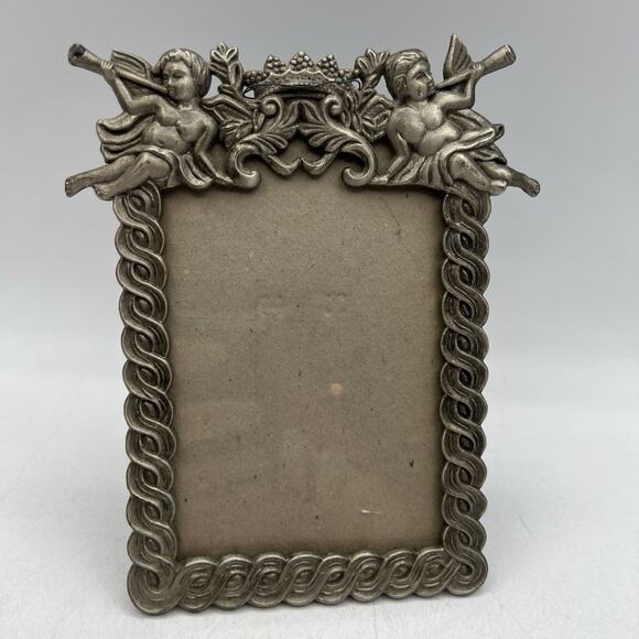 Unbranded Other - Vintage Pewter Picture Frame Cherubs Angels 3.5x5" Victorian Silver